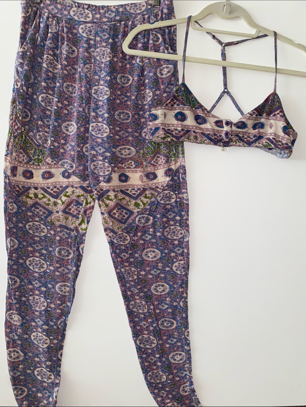RVCA Purple Paisley Bralette & Pants Lounge Set